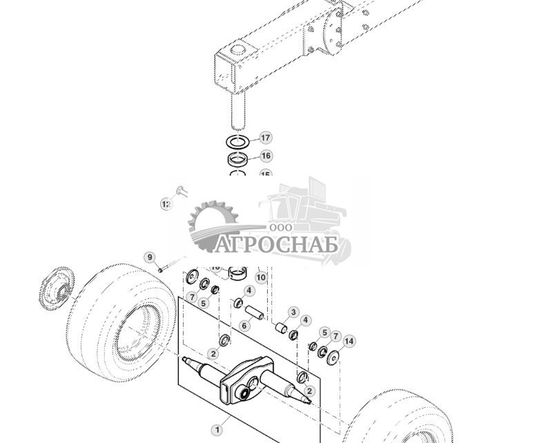 Шарнир самоустанавливающегося колеса и опора, сдвоенное колесо в сборе, для тяжелых условий работы (745101 - 750100) - ST706372 23.jpg